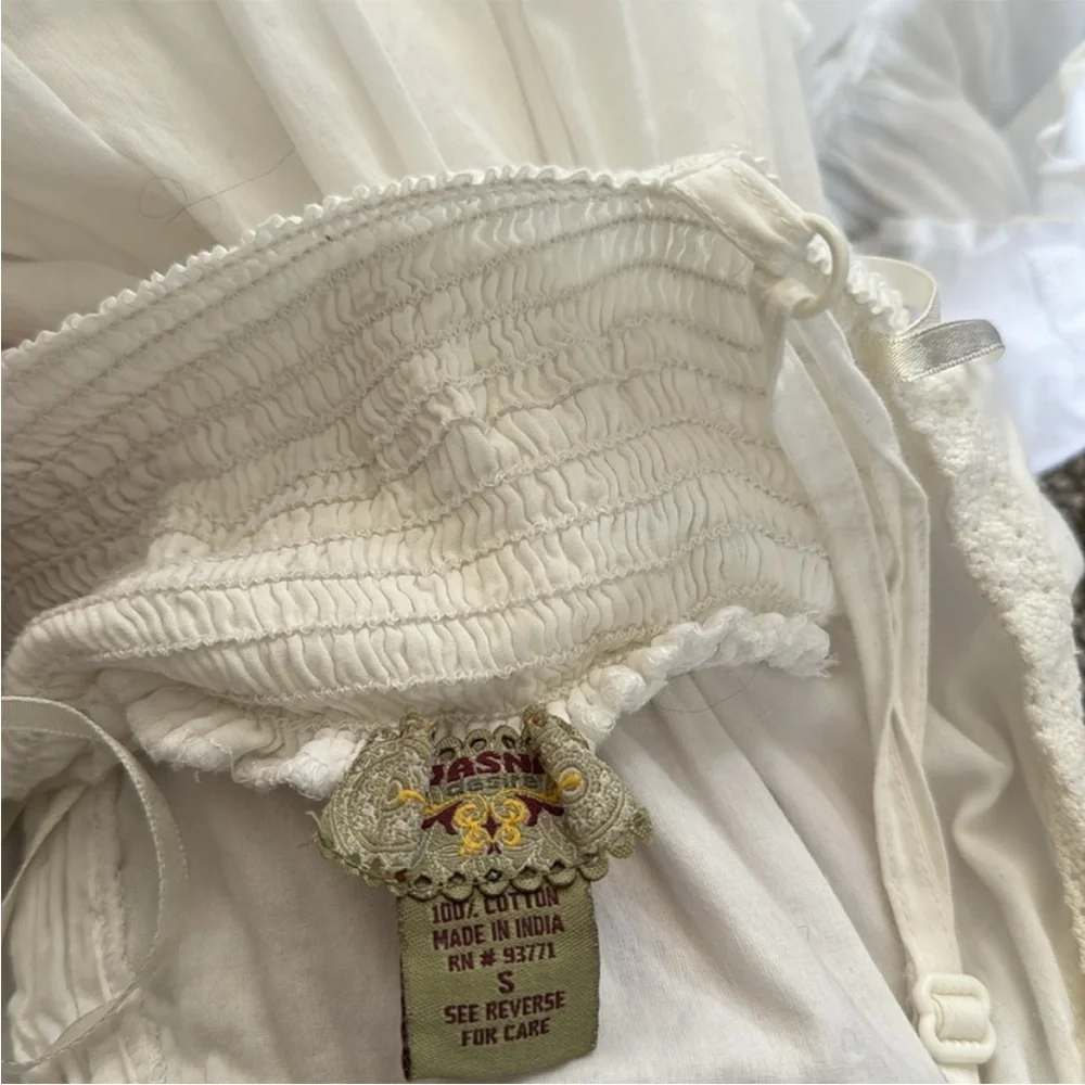 Bohemian Boho White Maxi Peasant Dress Size Small - Picture 4 of 8